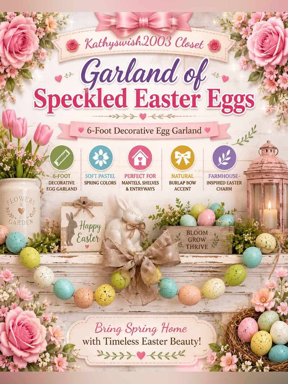 Garland of Speckled Easter Eggs